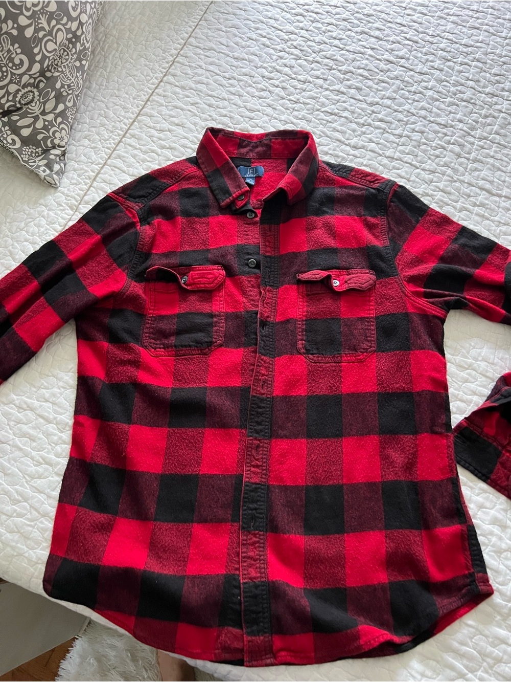 3 for $10 Ssle! Flannel! George Red and Black Buffalo Plaid Button-Down Shirt